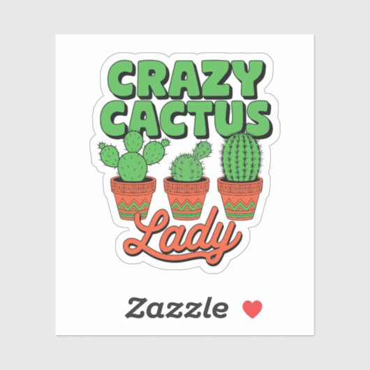Crazy Cactus Lady – Plant Mom Gift Aufkleber (Blatt)