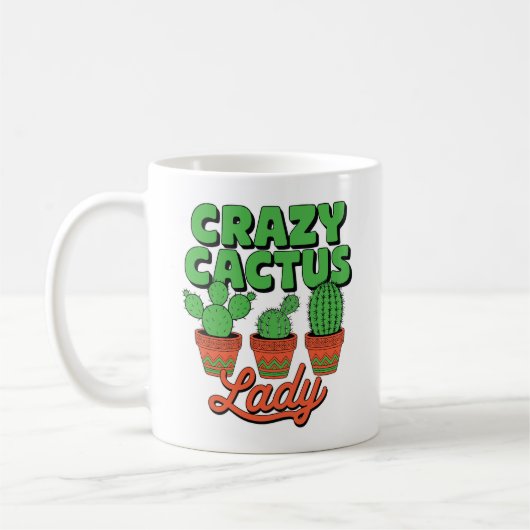Crazy Cactus Lady – Plant Mom Gift Kaffeetasse (Links)