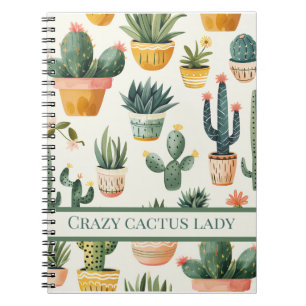 "Crazy cactus lady! Text über ein Kakteen-Design Notizblock