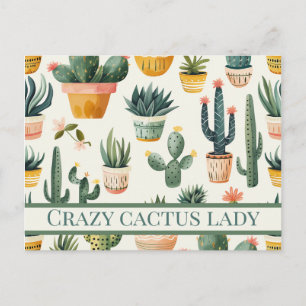 "Crazy cactus lady! Text über ein Kakteen-Design Postkarte