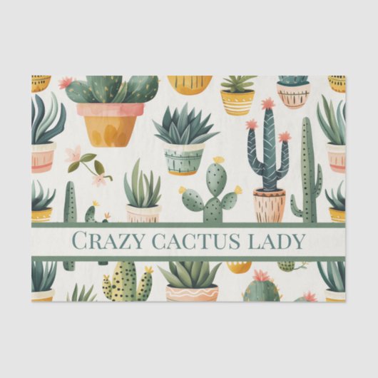 "Crazy cactus lady! Text über ein Kakteen-Design Seidenpapier (Vorderseite)