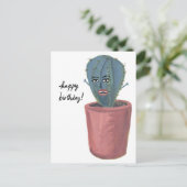 Crazy Cactus Lady Watercolor HAPPY BIRTHDAY Postkarte (Stehend Vorderseite)