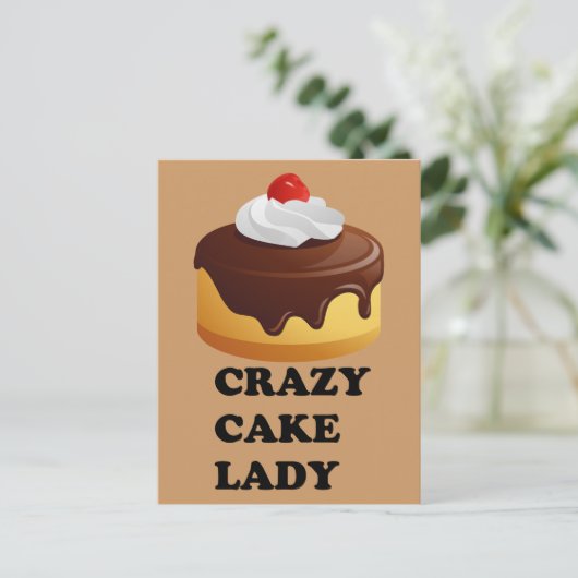 Crazy Cake Lady Postkarte (Stehend Vorderseite)