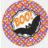 Crazy Candy Corn Black Bat Boo! Quadratischer Aufkleber