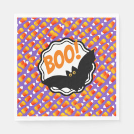 Crazy Candy Corn Black Bat Boo! Serviette
