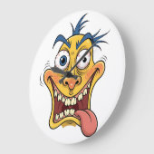 Crazy Cartoon Face - Funny Wacky Expression Design Große Wanduhr (Winkel)