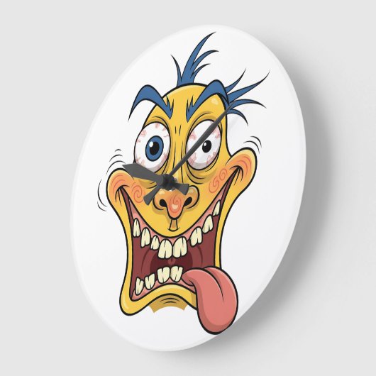 Crazy Cartoon Face - Funny Wacky Expression Design Große Wanduhr (Winkel)