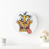 Crazy Cartoon Face - Funny Wacky Expression Design Große Wanduhr (Zuhause)