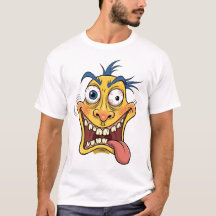 Crazy Cartoon Face T - Shirt - Funny Colorful Cari