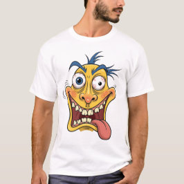 Crazy Cartoon Face T - Shirt - Funny Colorful Cari