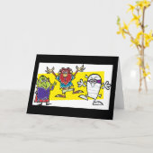 Crazy Cartoon Halloween Vanpire Ghost Werewolf Karte (Gelbe Blume)