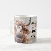 Crazy Cartoon Highland Cow Kaffeetasse (Vorderseite Links)
