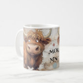 Crazy Cartoon Highland Cow Kaffeetasse (Vorderseite Links)
