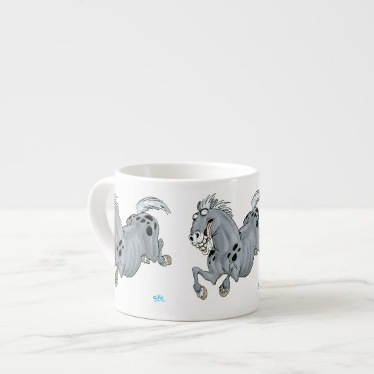 Crazy Cartoon Horse Espresso Tasse (Vorderseite Links)