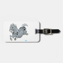 Crazy Cartoon Horse Luggage Tag