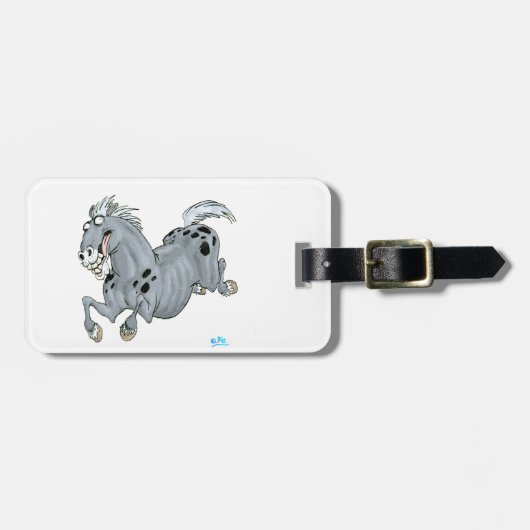 Crazy Cartoon Horse Luggage Tag Gepäckanhänger (Vorderseite horizontal)