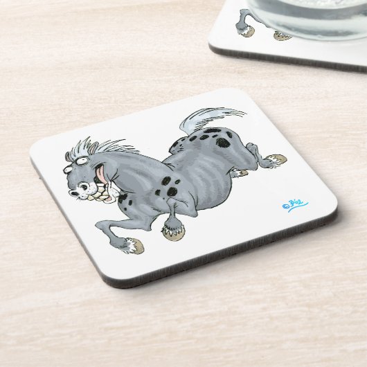 Crazy Cartoon Horse Untersetzer Set (Linke Seite)