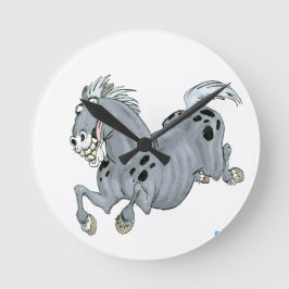 Crazy Cartoon Horse Wall Clock Runde Wanduhr