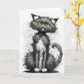 Crazy Cat Cartoon Geburtstag Karte (Gelbe Blume)