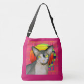Crazy Cat Design mit Sphynx Cat Ninja auf Pink Tragetaschen Mit Langen Trägern (Rückseite)