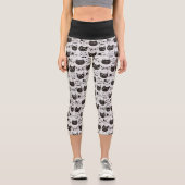 Crazy Cat Faces Muster Capri Leggings (Vorderseite)