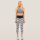 Crazy Cat Faces Muster Capri Leggings (Vorderseite)