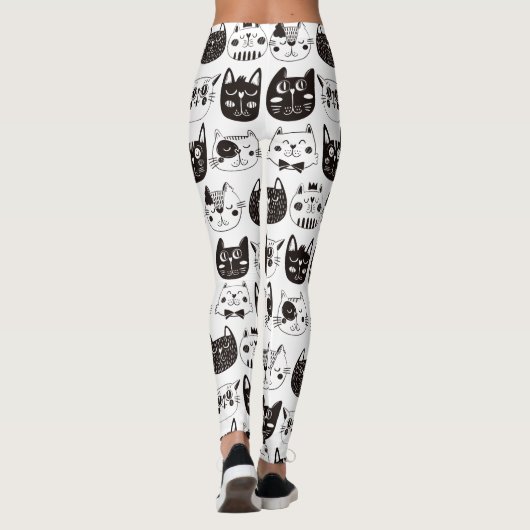 Crazy Cat Faces Muster Leggings (Rückseite)