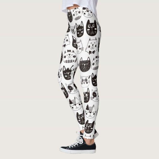 Crazy Cat Faces Muster Leggings (Links)
