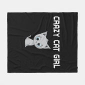 Crazy Cat Girl Fleecedecke (Vorderseite (Horizontal))