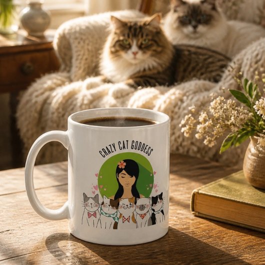 Crazy Cat Goddess Fun Kaffeetasse