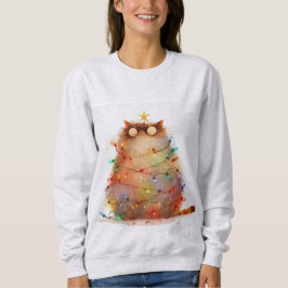 Crazy Cat In Christmas Lights Funny Cat Sweatshirt