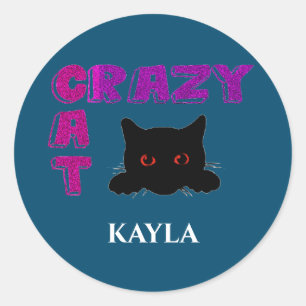 "CRAZY CAT" KINDER STICKER. RUNDER AUFKLEBER