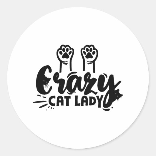 Crazy Cat Ladlady Runder Aufkleber (Vorderseite)