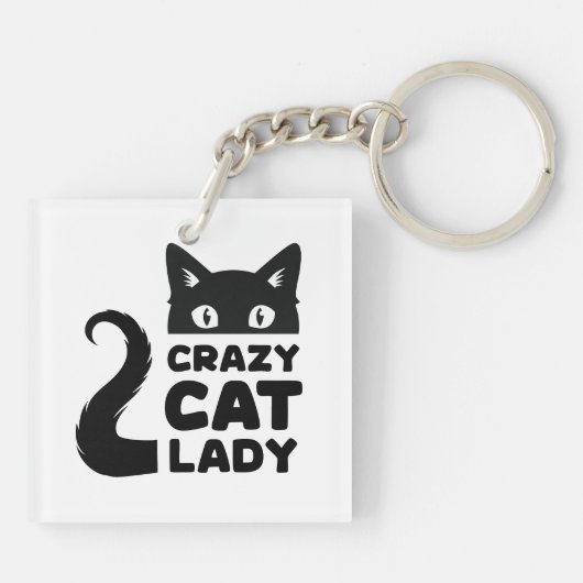 Crazy Cat Lady Acrylic Schlüsselanhänger (Rückseite)