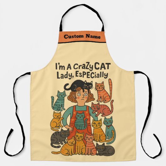 Crazy Cat Lady Apron – Whimsical & Bold Schürze (Vorderseite)