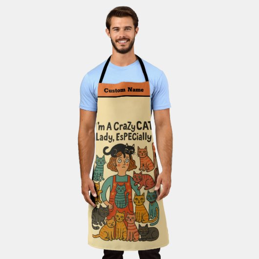 Crazy Cat Lady Apron – Whimsical & Bold Schürze (Getragen)