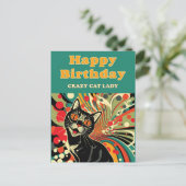 Crazy Cat Lady Birthday Feiertagspostkarte (Stehend Vorderseite)