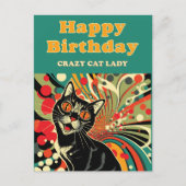 Crazy Cat Lady Birthday Feiertagspostkarte (Vorderseite)