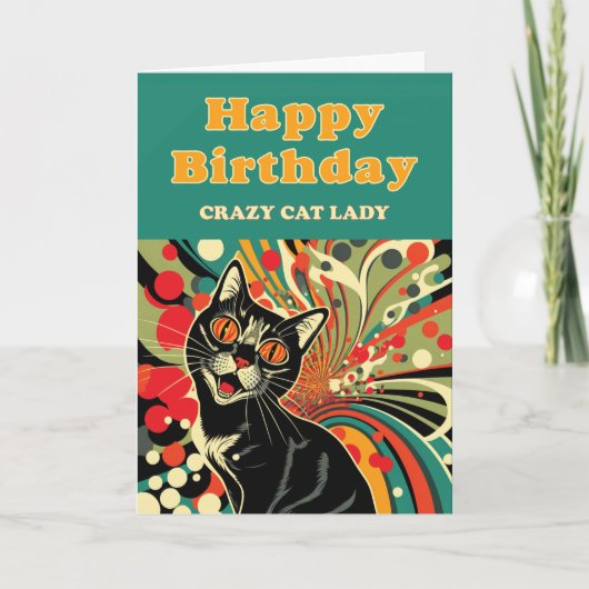Crazy Cat Lady Birthday Karte (Vorderseite)