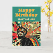 Crazy Cat Lady Birthday Karte (Gelbe Blume)