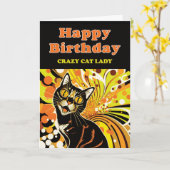 Crazy Cat Lady Birthday Karte (Gelbe Blume)