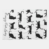 Crazy Cat Lady Black Cat Silhouetten Geschirrtuch (Horizontal)
