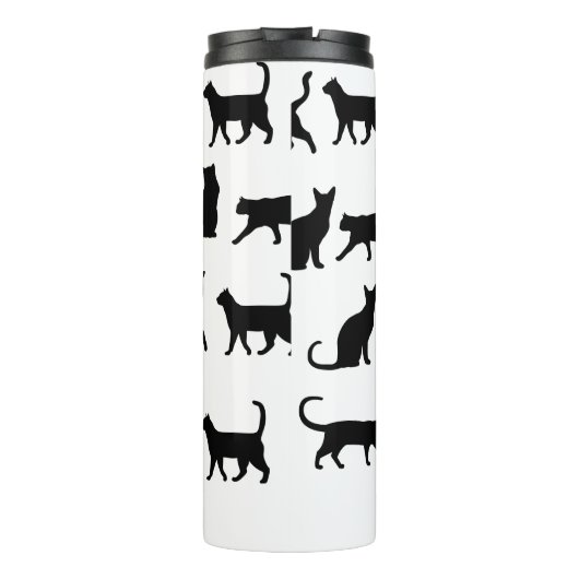 Crazy Cat Lady Black Cat Silhouetten Thermosbecher (Rückseite)