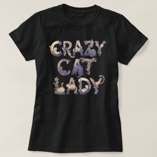 Crazy Cat Lady Black T-Shirt (Design vorne)