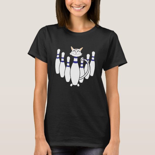 Crazy Cat Lady Bowling Coach Bowler Furry Kitty Ow T-Shirt (Vorderseite)