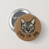 Crazy Cat Lady Button Abzeichen (Vorne & Hinten)