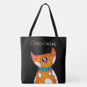 Crazy Cat Lady Cartoon Cat Tote Bag Tasche (Vorderseite)