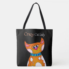 Crazy Cat Lady Cartoon Cat Tote Bag Tasche