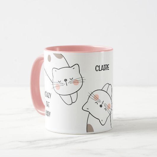Crazy Cat Lady Cat Lover Name Tasse (Vorderseite Links)