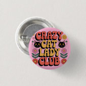 Crazy Cat Lady Club Grafik: Retro-Typografie der 7 Button (Vorne & Hinten)